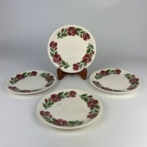 Shenandoah Ware Set of 4 Bread Plates Pink Poppy Dessert Appetizer 6.25" Paden